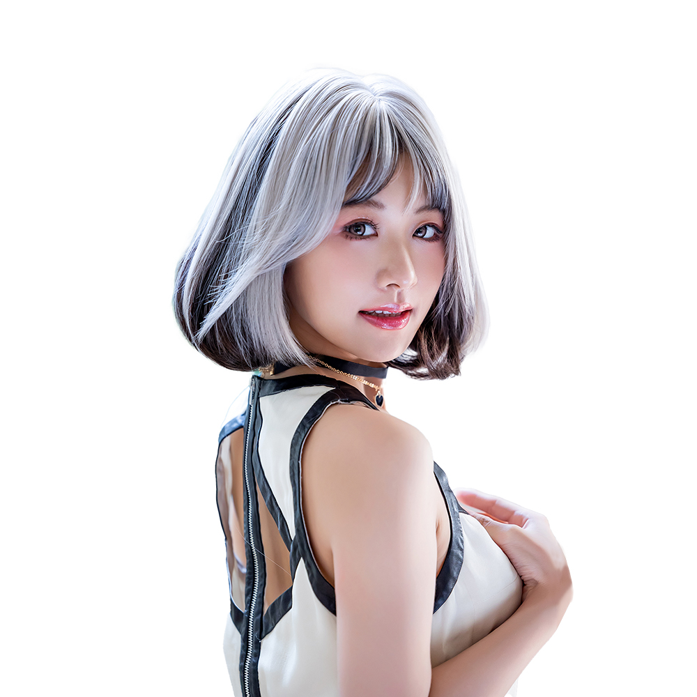 SUN9 ウィッグ ショート ストレート カツラ wig かつら女性 コスプレ ロリータ ウィッグ女装 レディース フルウィッグ 小顔 自然 耐熱 ネット ギフト ボックス付 ベージュ頭頂部染め